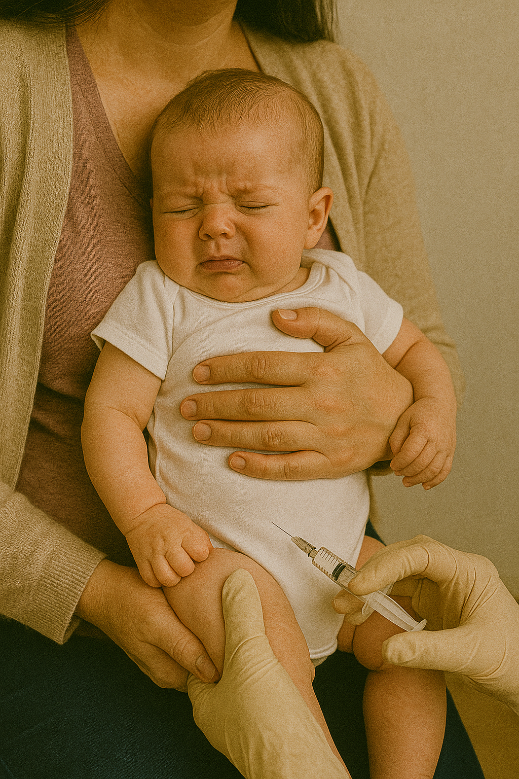 엄마와 백일해 접종 아기