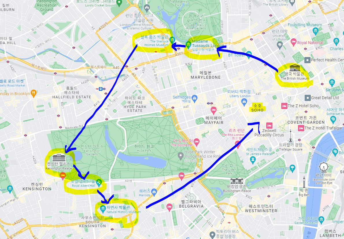 런던 여행 코스 추천 지도