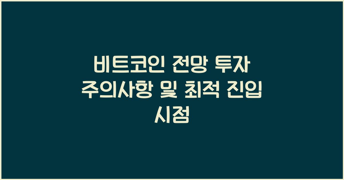 비트코인 전망 투자 주의사항