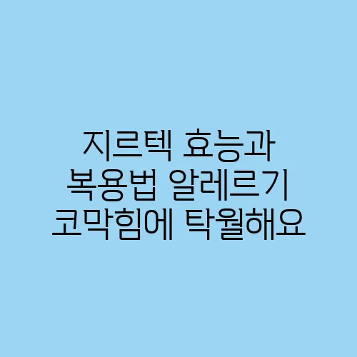지르텍 효능과 복용법 알레르기 코막힘에 탁월해요