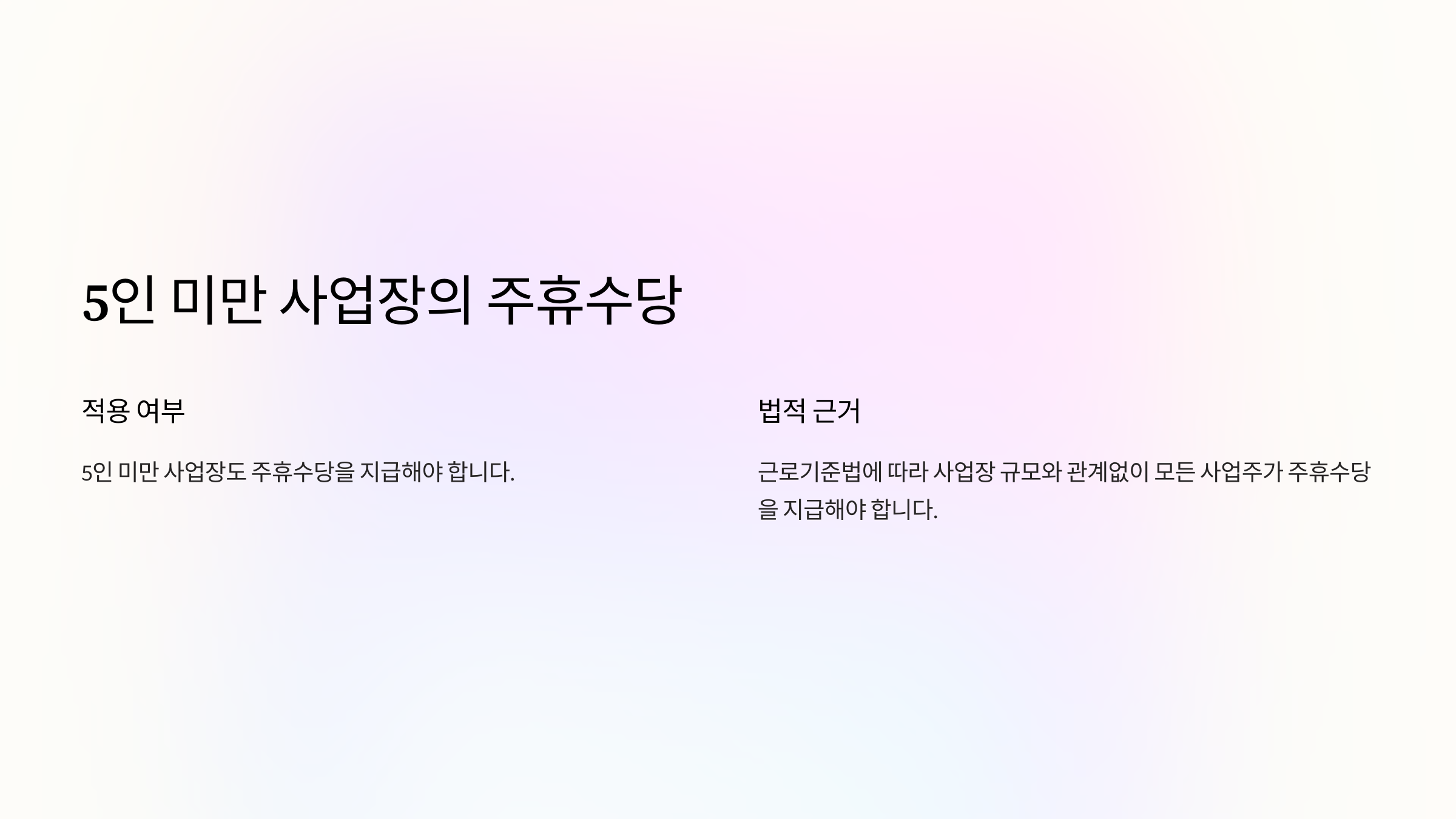 5인 미만 사업장의 주휴수당