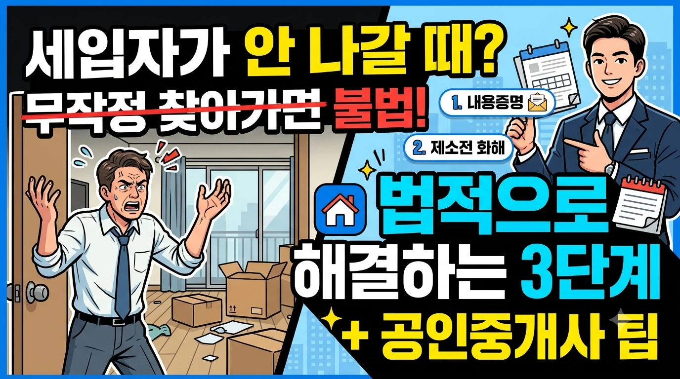 세입자가 안 나갈 때 무작정 찾아가면 불법? 법적으로 해결하는 3단계 (+공인중개사 팁) 썸네일 ai를 이용한 이미지