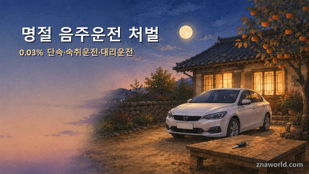 명절 저녁 시골집 마당에 세워둔 자동차와 열쇠