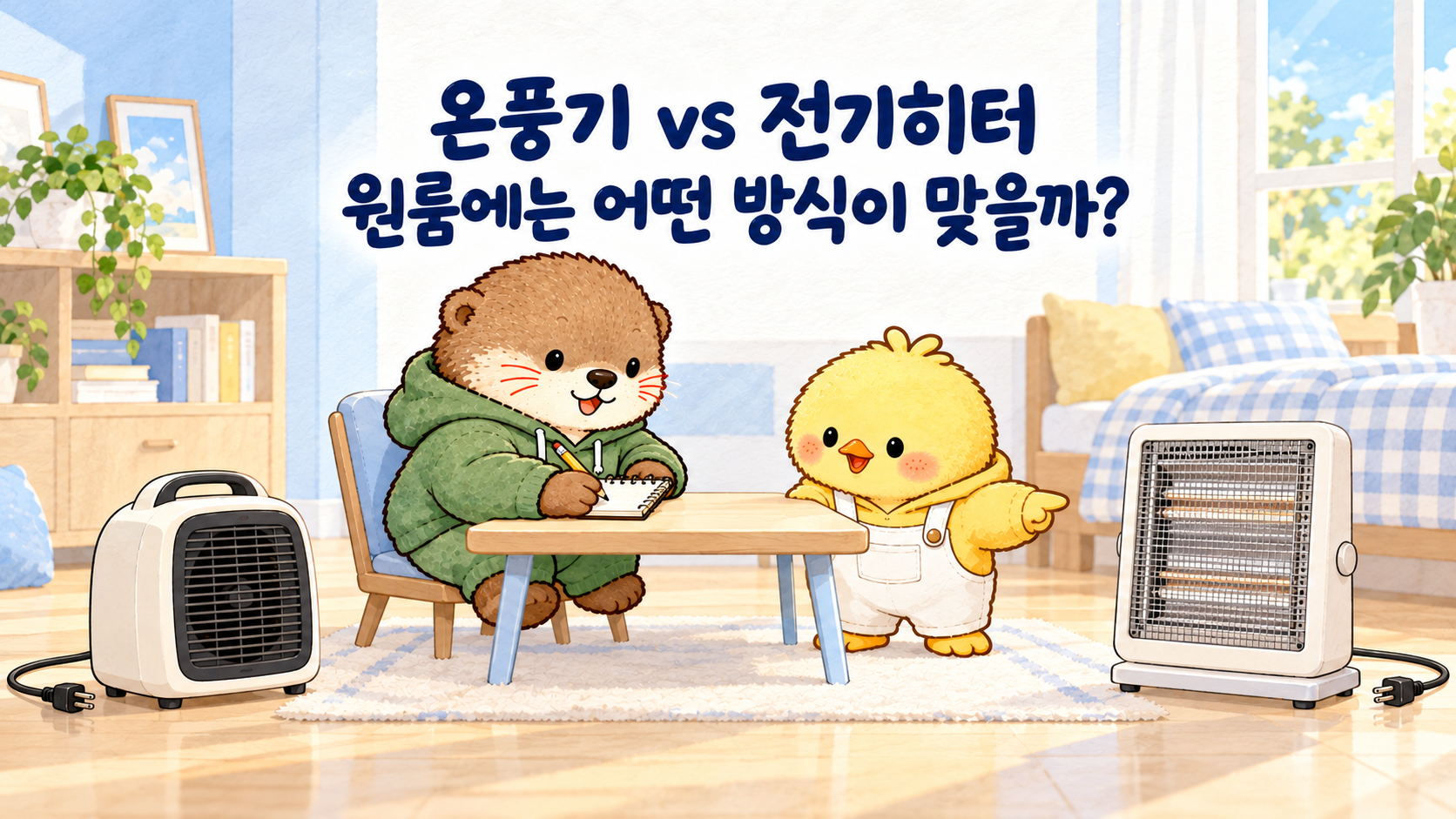 전원이 분리된 온풍기와 복사식 전기히터를 비교하며 구매 조건을 정리한 글