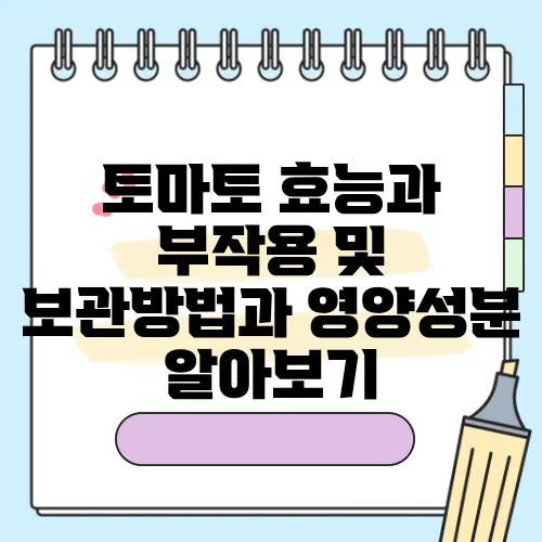 토마토 효능과 부작용 및 보관방법과 영양성분 알아보기