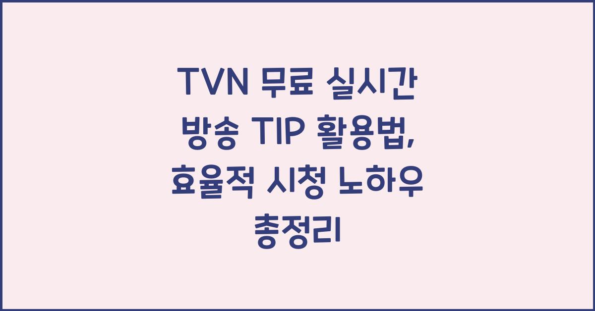 TVN 무료 실시간 방송 TIP