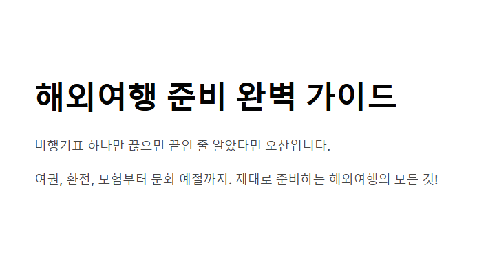 해외 여행 준비 가이드