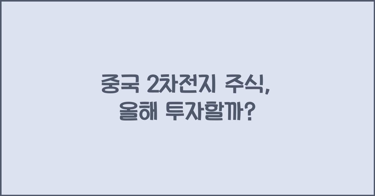 중국 2차전지 주식