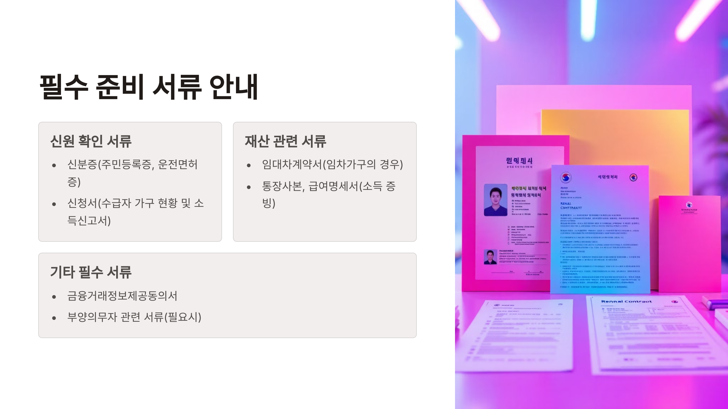 기초생활수급자 필요 서류
