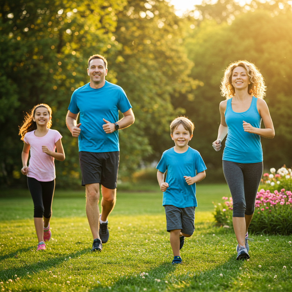 가족들이 러닝 하는 장면
