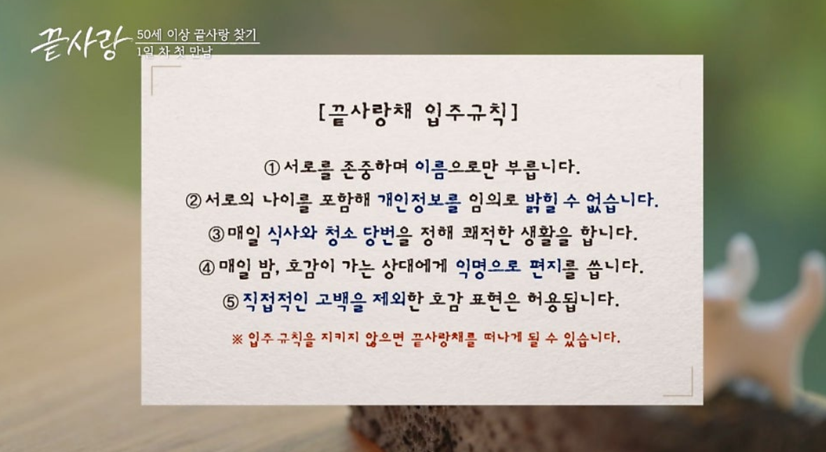 예능 끝사랑 출연진 정보