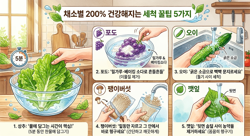채소별 200% 건강해지는 세척 꿀팁 5가지