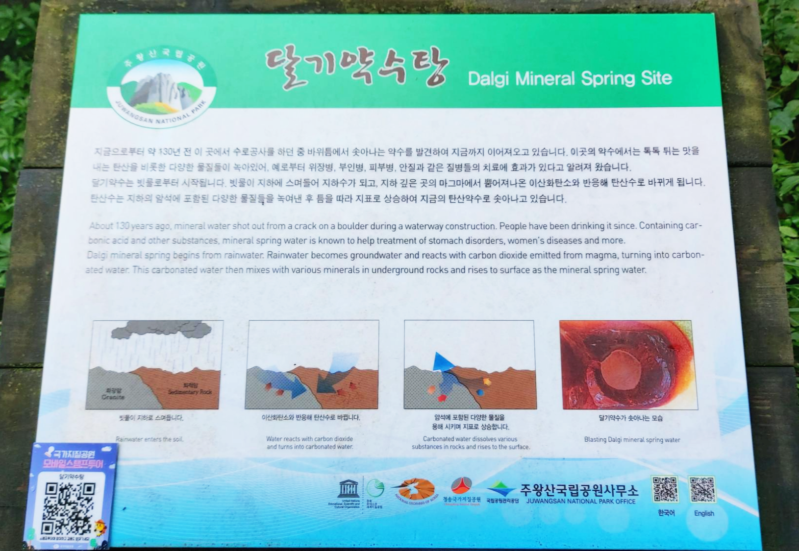 경북 청송군 약수터 설명판