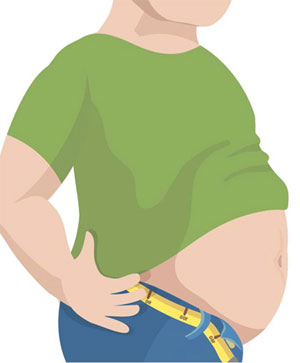 옷 밖으로 튀어나온 뱃살