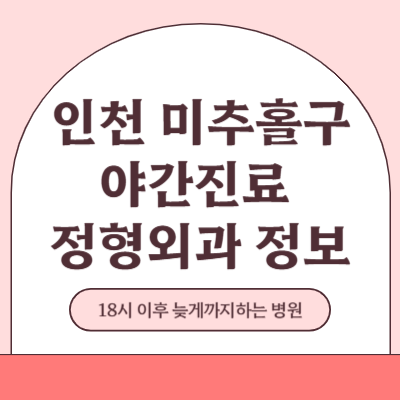인천 미추홀구 야간진료 정형외과 병원 (18시 이후 늦게까지하는 병원)