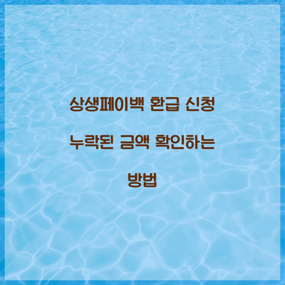 상생페이백 환급 신청 누락된 금액 확인하는 방법  