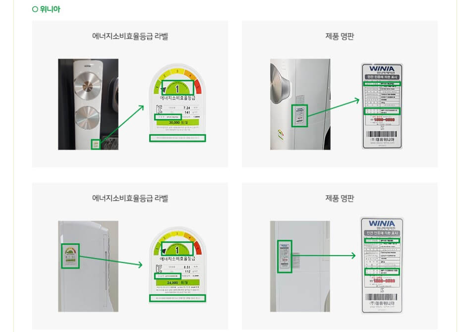 라벨 및 명판 위치 안내 - 에어컨