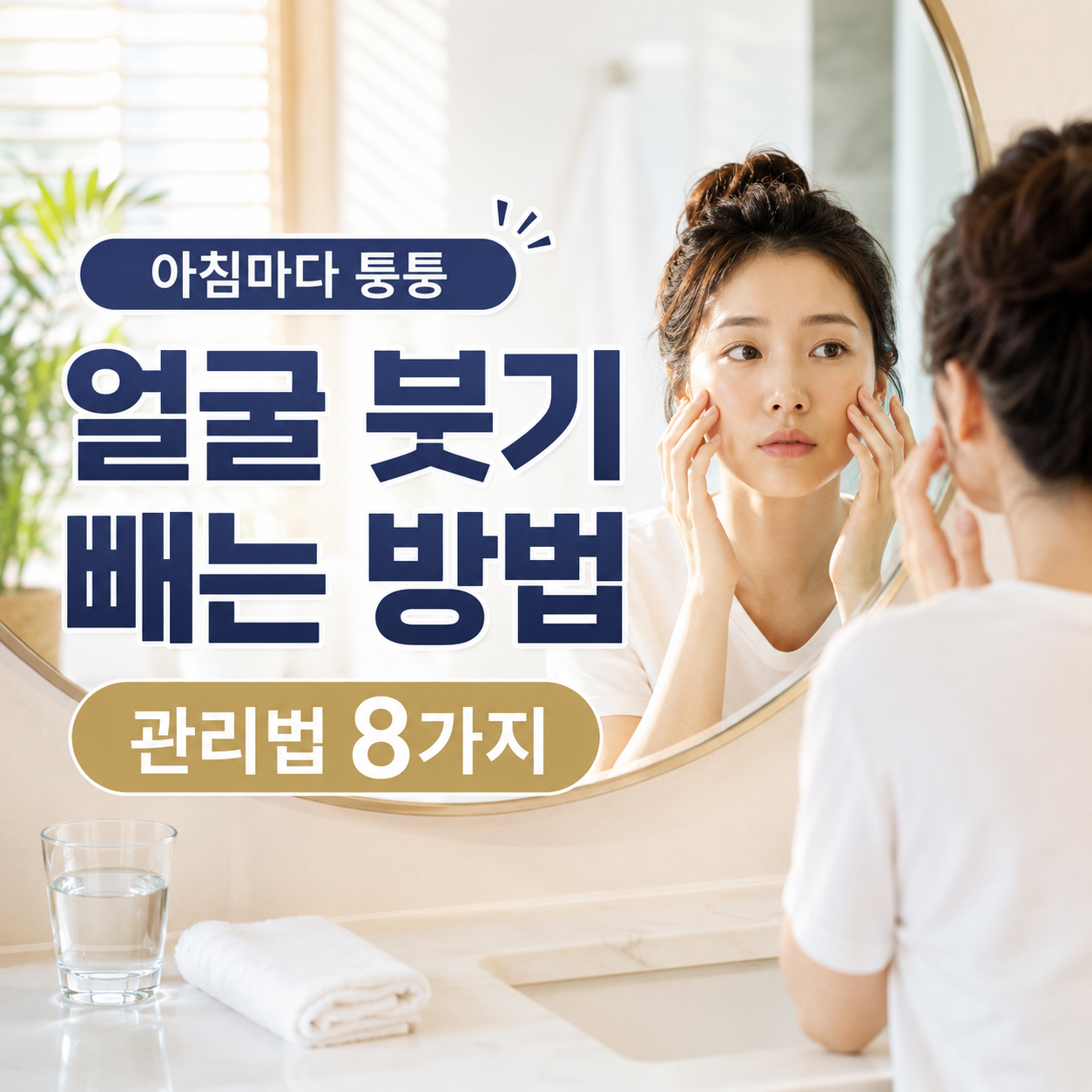 얼굴 붓기 빼는 방법을 소개하는 건강 블로그 텍스트 강조형 썸네일