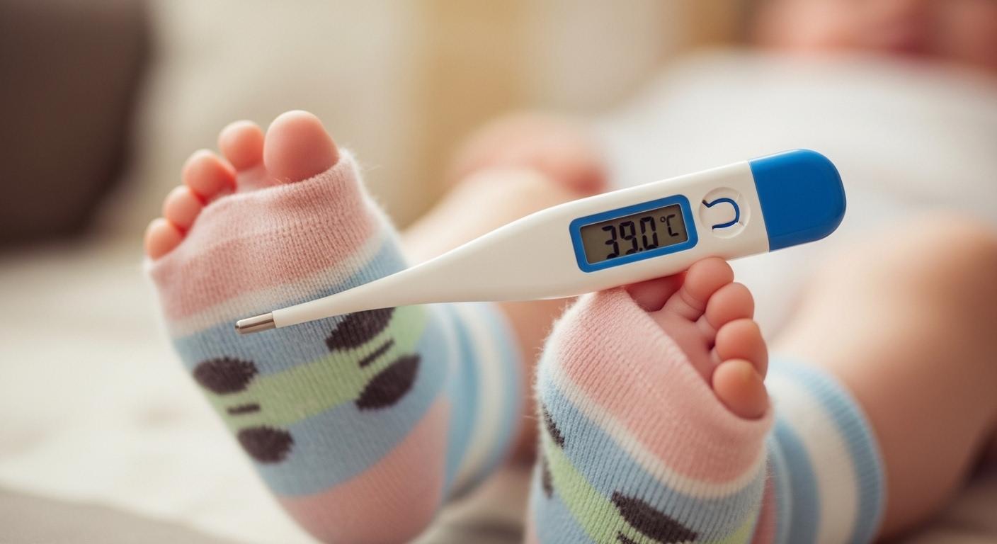 아기 열 39도 양말