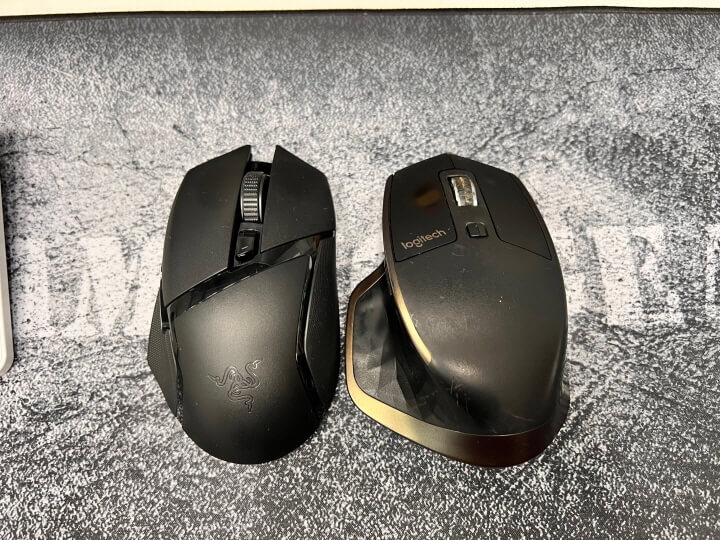 레이저와 로지텍 마우스 비교 사진