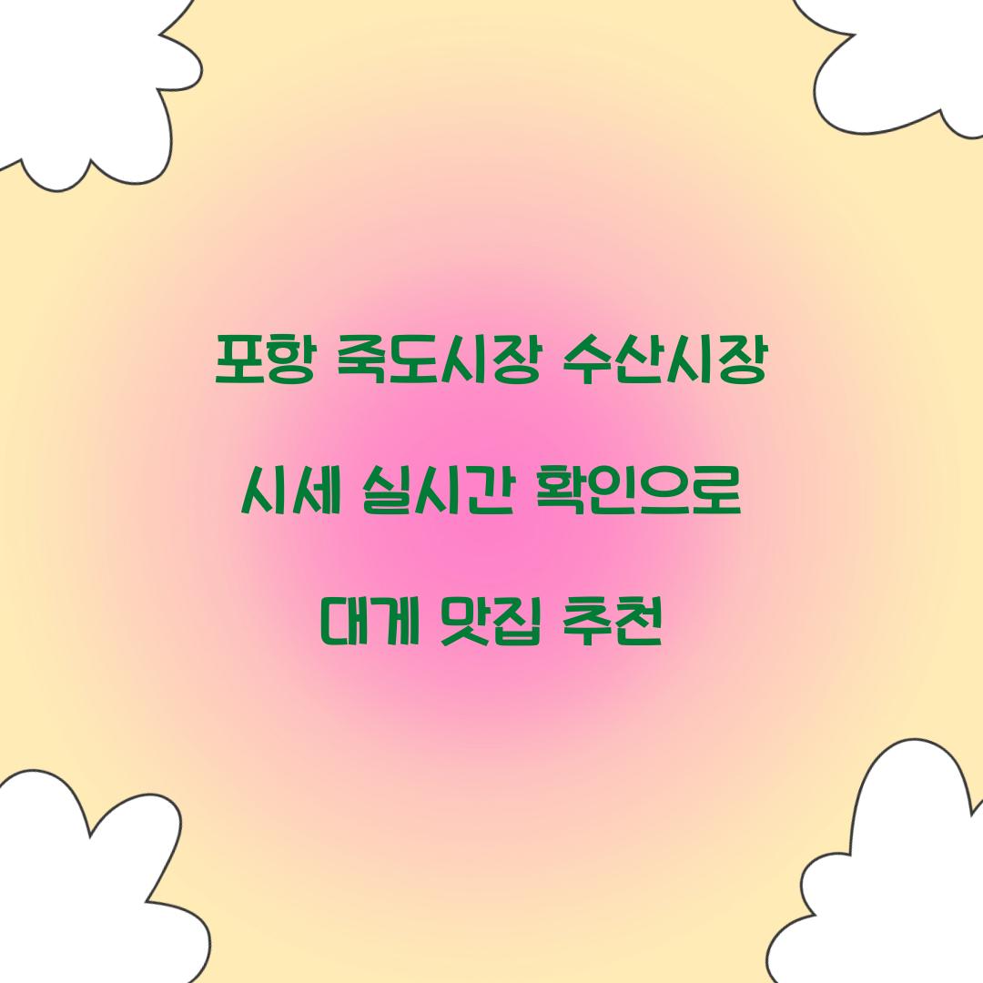 포항 죽도시장 수산시장 시세 실시간 확인