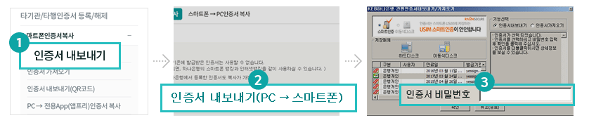 공동인증서 가져오기, 내보내기
