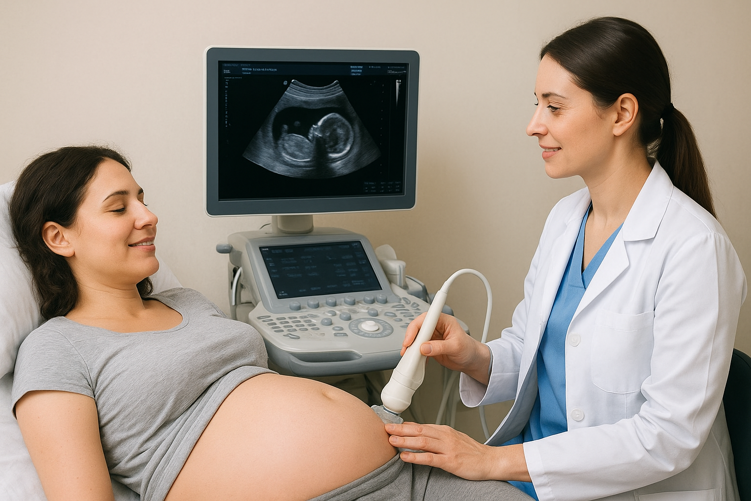 산전검사 하는 임산부 이미지