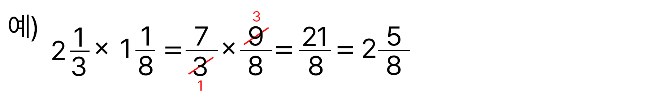 대분수와 대분수의 곱셈
2와 3분의 1 곱하기 1과 8분의 1의 곱셈