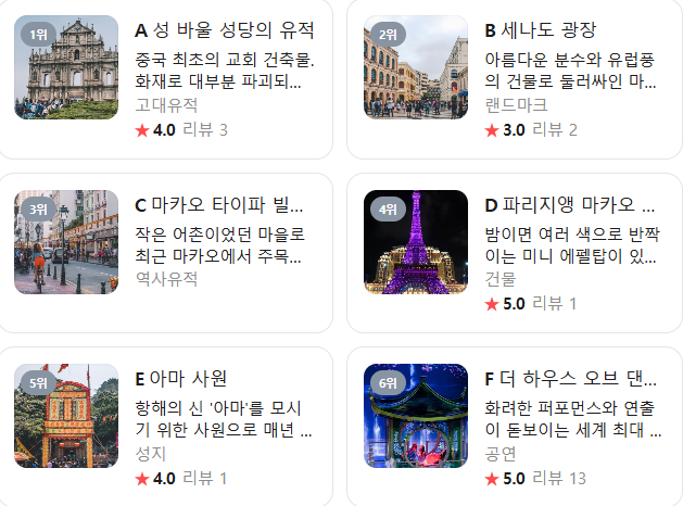 마카오 1월 날씨 옷차림 추천 여행지