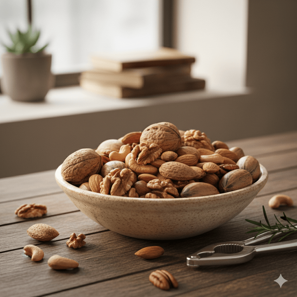 비타민E가 많은 견과류 한 접시