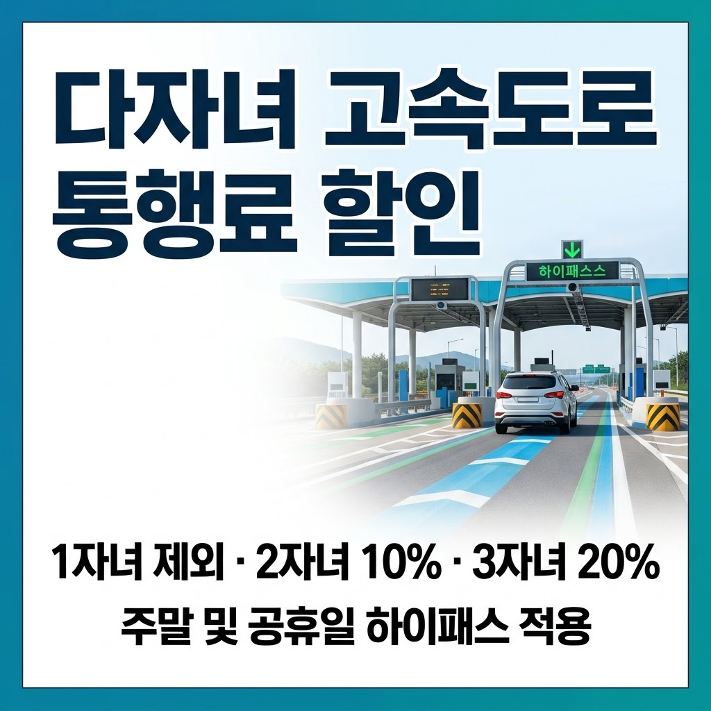 2026년 다자녀 고속도로 통행료 할인 대상 및 자녀 수별 할인율 안내