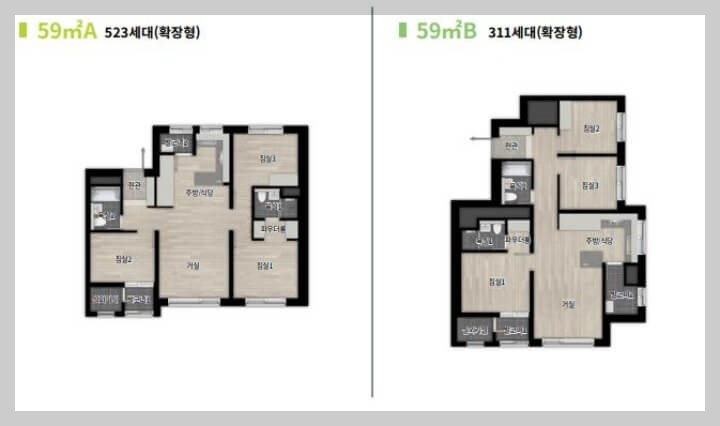 안양 평촌 센텀퍼스트(안양 덕현지구 재개발) 세대별 평면도(2)