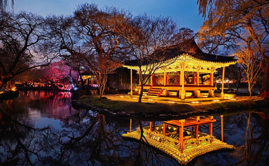 광한루원 야경 사진