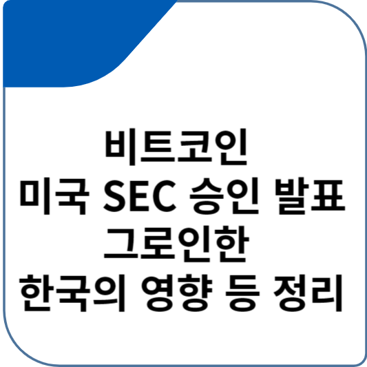 비트코인 미국 SEC 승인 발표 그로인한 한국의 영향 등 정리