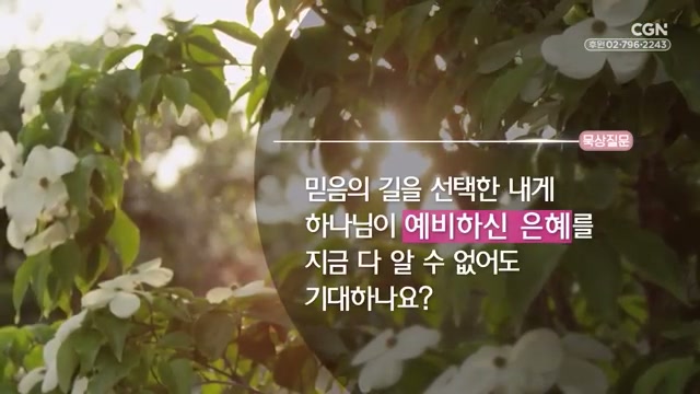 믿음의 길을 선택한 내게 하난미이 예비하신 은혜를 지금 다 알 수 없어도 기대하나요?