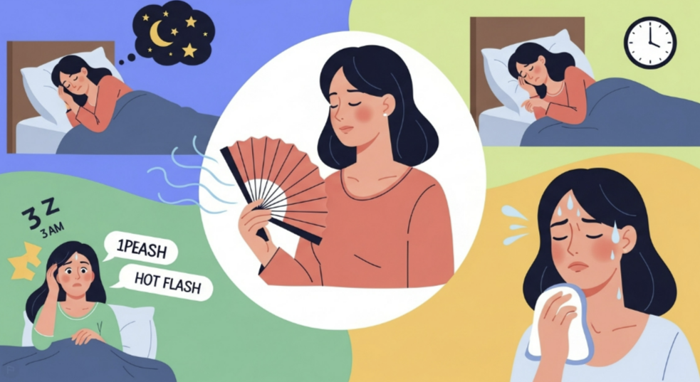 갱년기 셀프케어, 안면홍조, 수면장애, 발한