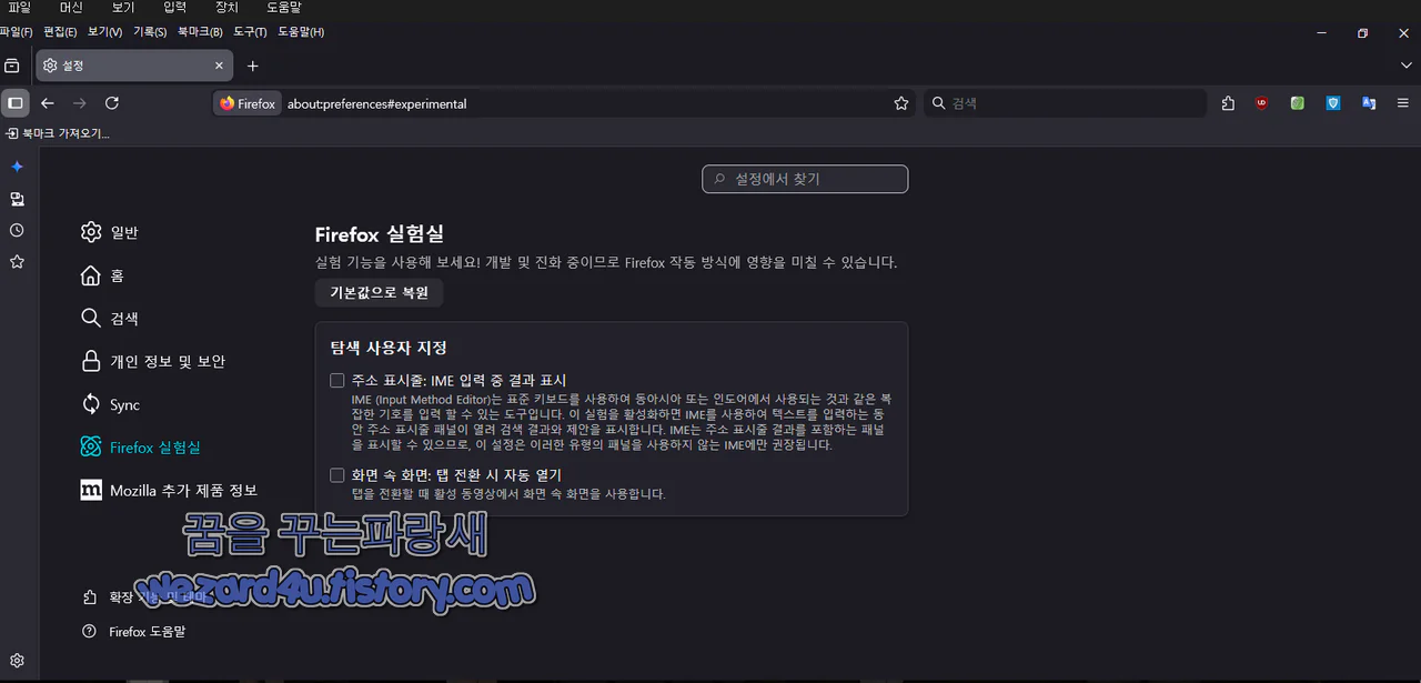 파이어폭스 실험 기능