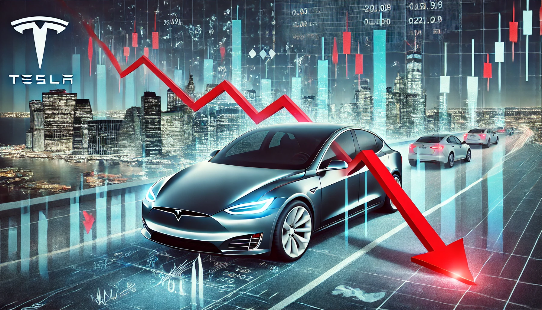 Tesla's stock price is falling down
