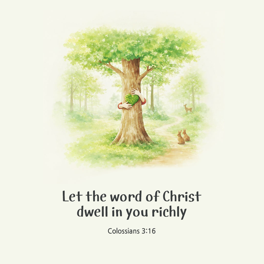 Let the word of Christ dwell in you richly. (Colossians 3:16) by pieonane Daily Bible quote image