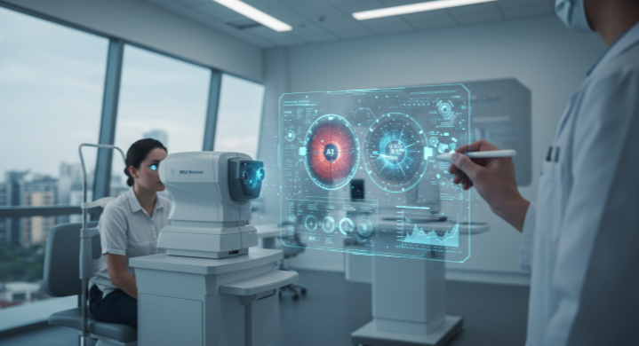 미래형 안과 검진 기술 이미지