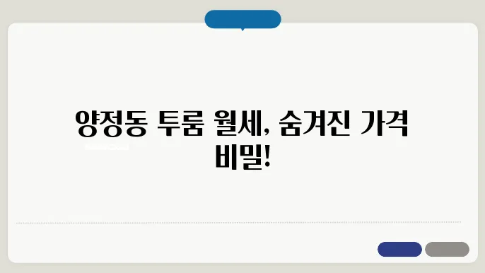 부산시 부산진구 양정동 투룸 월세 시세, 가격비교