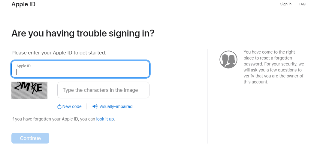 애플의 iForgot 웹사이트