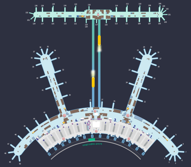 인천공항 T1 1번게이트 ~ 50번 게이트