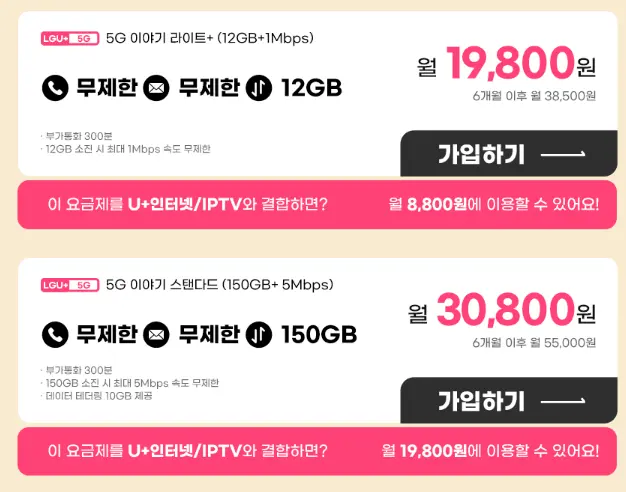 이야기모바일-5G요금제