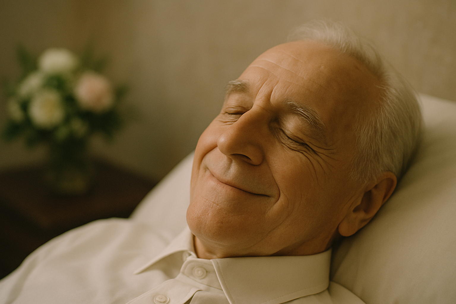 &ldquo;죽은 사람이 조용히 미소 짓고 있는 몽환적인 분위기 이미지1&rdquo;