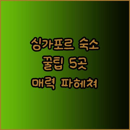 싱가포르 숙소 선택 꿀팁! 5곳의 매