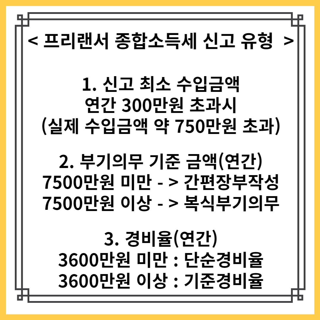 프리랜서 종합소득세 신고 유형
