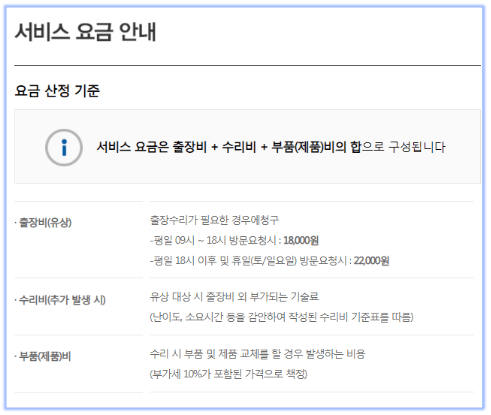 한샘AS-출장비-정보