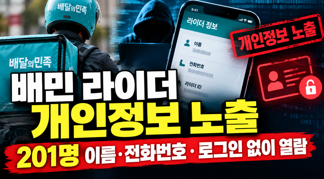 배민 라이더 개인정보 노출|이름·전화번호·로그인 없이 열람