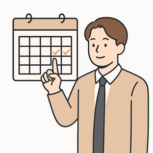 경북 근속장려수당 신청 조건인 1년 이상 근속을 달력으로 설명하는 청년의 모습